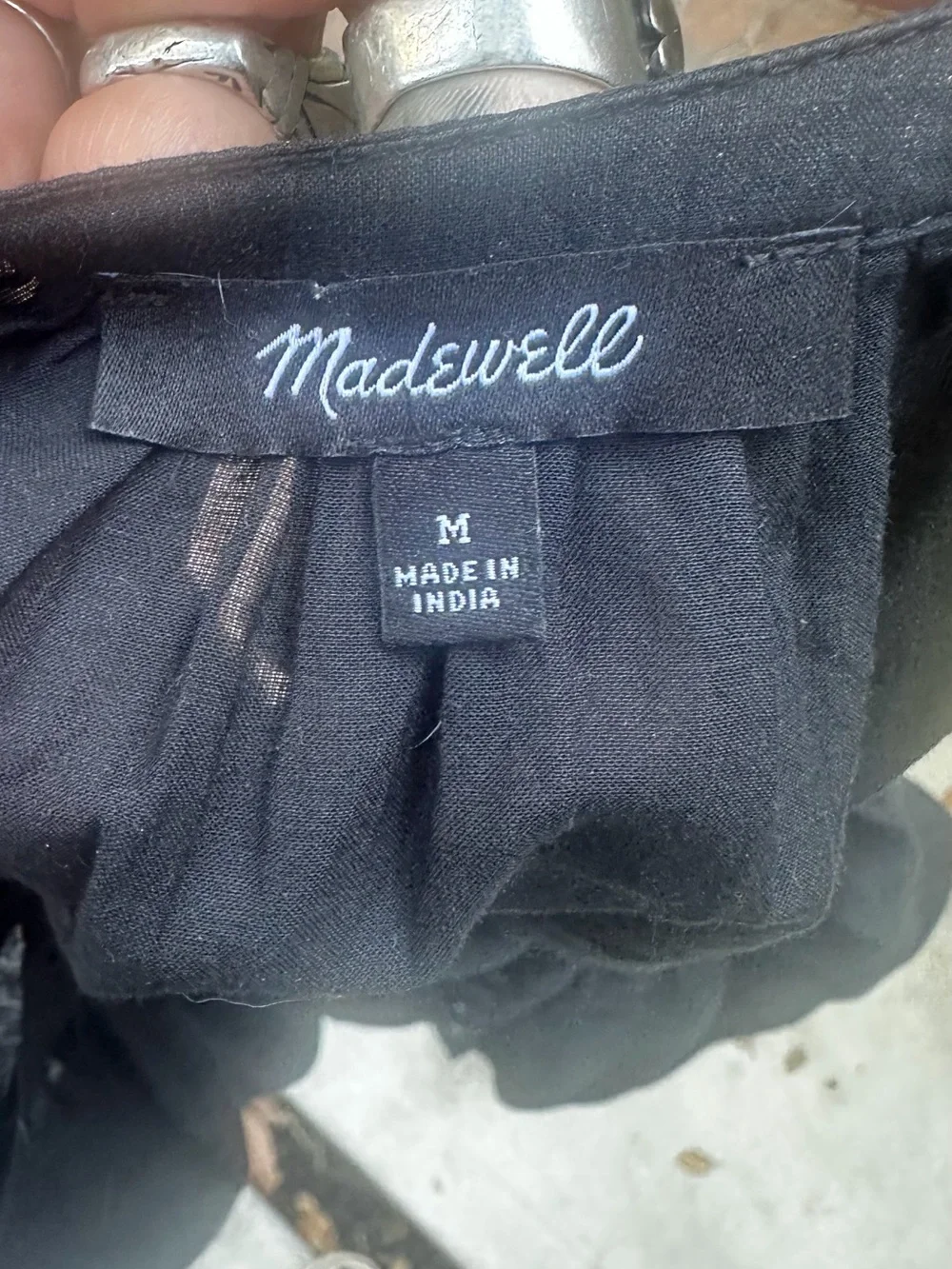 Madewell Black Button-Front Peasant Blouse sm M